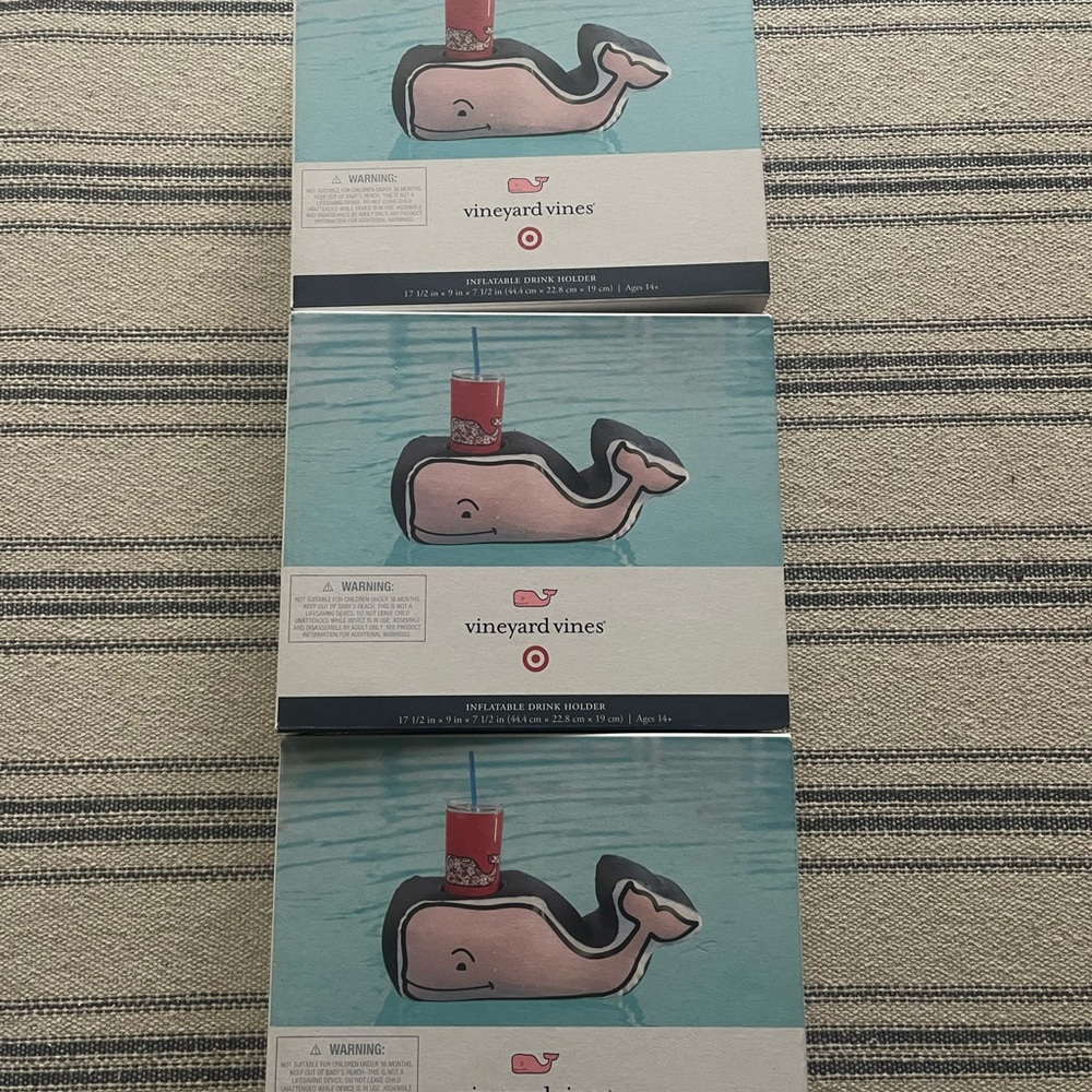Vineyard Vines Pink Whale Inflatable Drink Holder